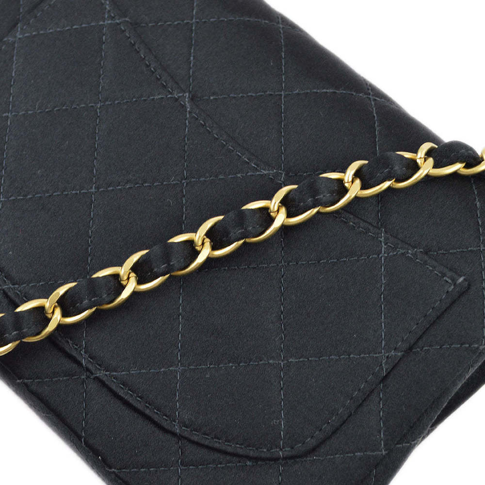 CHANEL Black Satin Mini Classic Square Flap Shoulder Bag 17 KK30069 - Picture 6 of 10